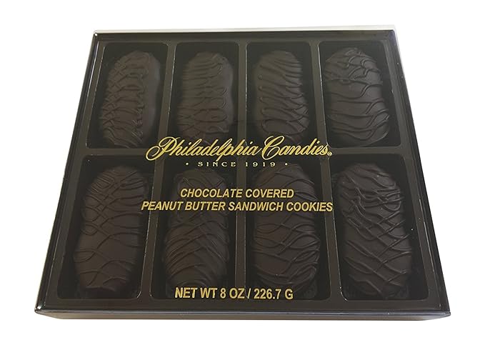 Bonbons de Philadelphie, biscuits au beurre de cacahuète enrobés de chocolat noir, 8 onces