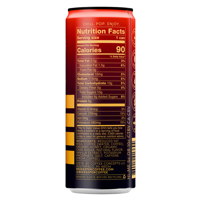 Beekeeper Coffee, Hot Honey Latte Cold Brew, 8 fl oz