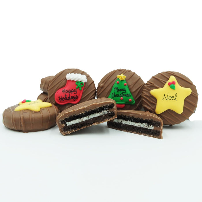 Philadelphia Candies, Christmas Greeting Assortment, Creme Filled Sandwich Cookies, Milk Chocolate, 8 Ounce