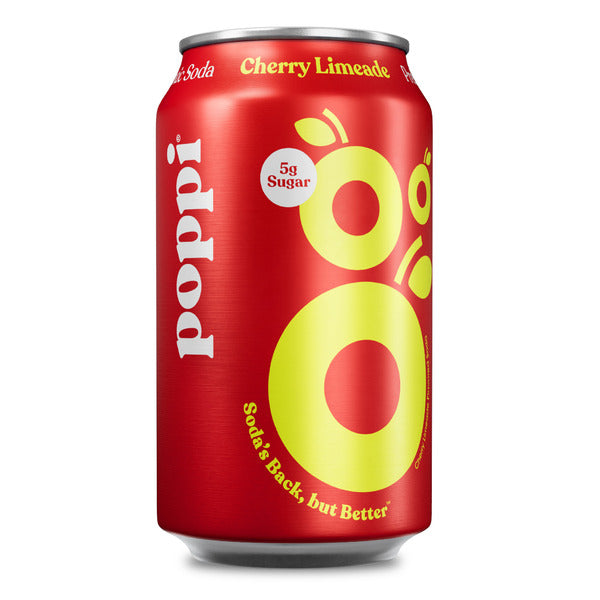 Poppi Cherry Limeade Flavor, Sparkling Prebiotic Soda Beverage with Apple Cider Vinegar, Seltzer Water and Fruit Juice, 12 fl oz
